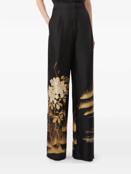 Pantaloni Max Mara de mătase negru