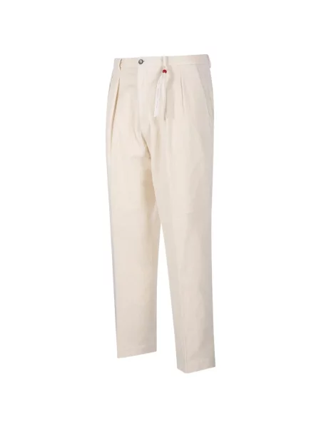 Pantaloni Santaniello de catifea cord alb