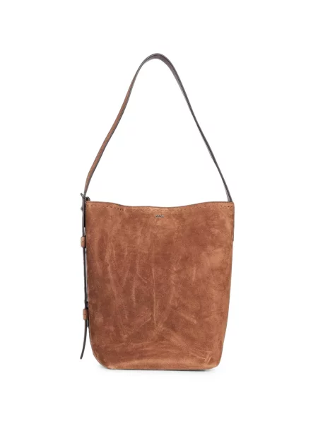 Geantă shopper Max Mara din piele de căprioară maro