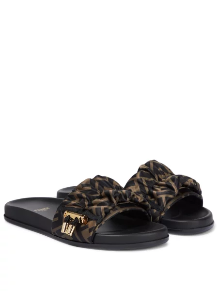 Sandale Fendi din satin negru
