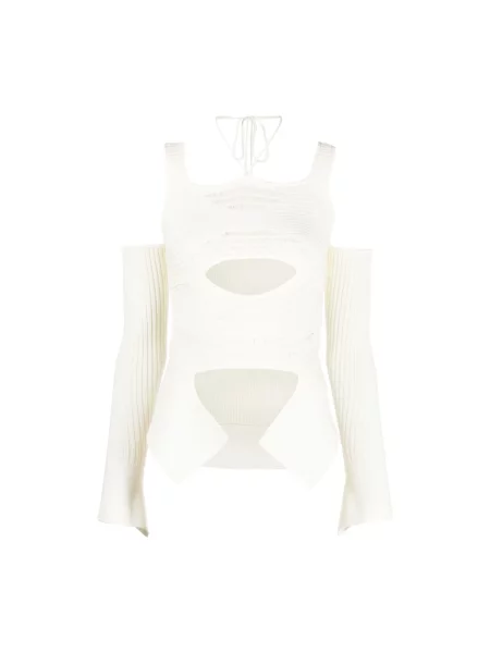 Długa koszulka Andrea Adamo z długim rękawem biała