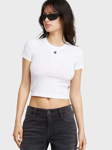 Укорочена футболка G-star Raw біла