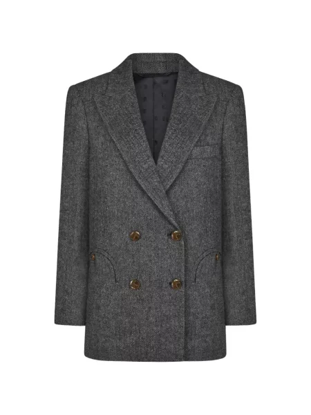 Sacou Blazé Milano cu model herringbone cu două rânduri de nasturi negru