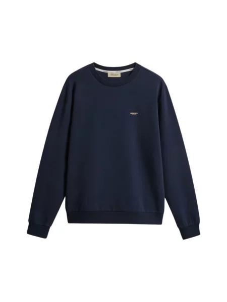 Bluza Woolrich z okrągłym dekoltem z logo niebieska