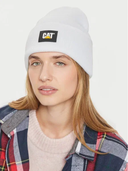 CAT Footwear Căciulă Label Cuff alb