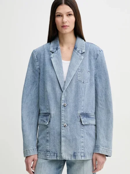 G-Star Raw marynarka jeansowa jednorzędowa gładka niebieski