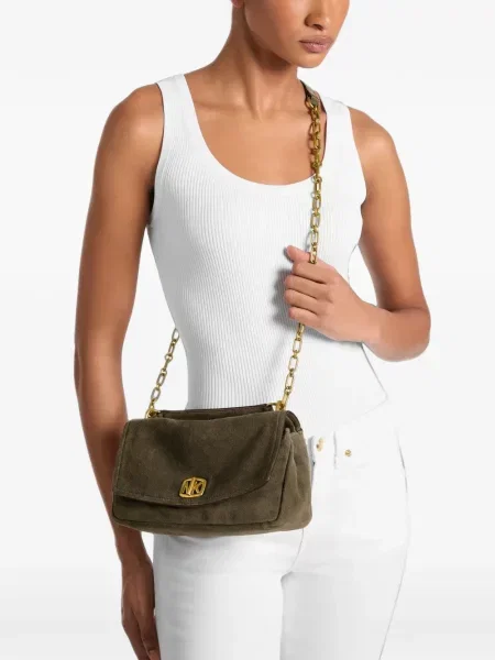 Geantă Michael Kors din piele de căprioară verde