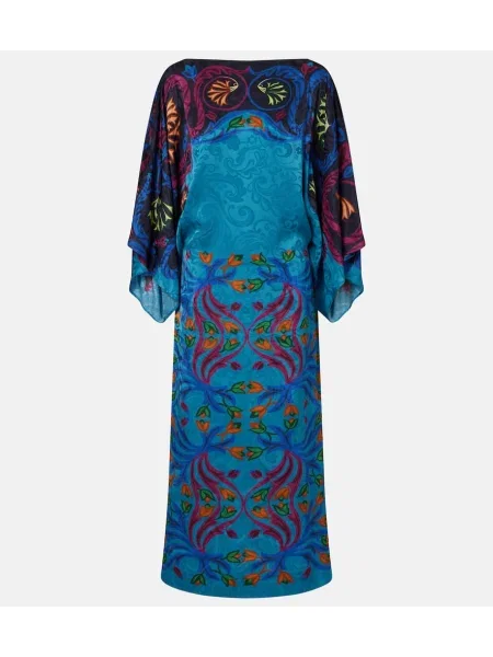 Sukienka midi Etro z nadrukiem do kolan garniturowa niebieska