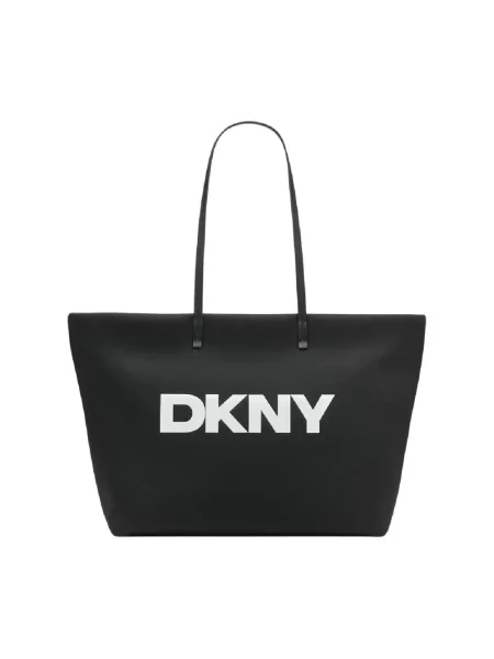 Lniana shopperka Dkny elegancka czarna