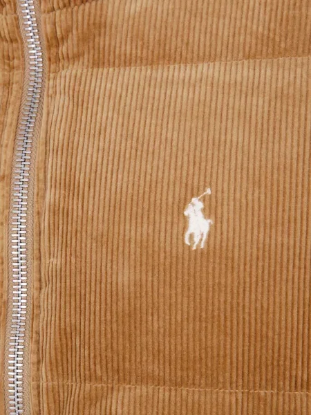 Pikowany golf Polo Ralph Lauren wełniany z dekoltem w serek zielony