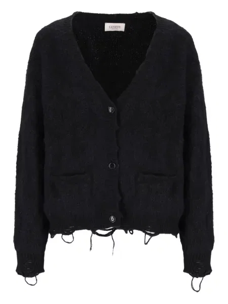Kardigan Laneus z przetarciami czarny