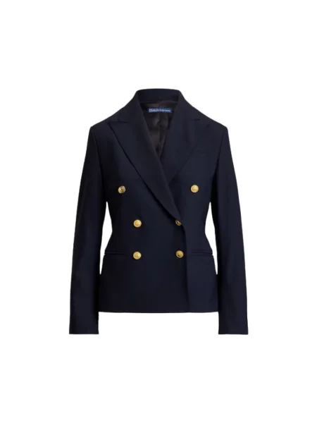 Krótka marynarka Polo Ralph Lauren wełniana dwurzędowa niebieska