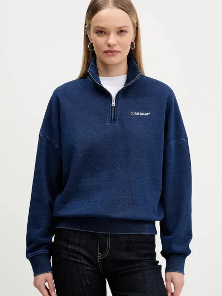 Guess Jeans melegítőfelső sötétkék sima kék