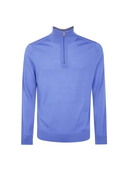 Lniany sweter z golfem Paul Smith niebieski