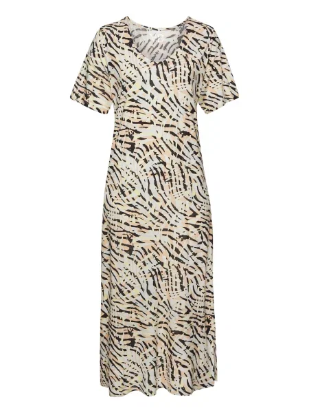 VIVANCE Poletna obleka svetlo rumena / marelica / črna bela