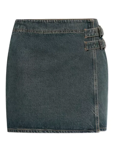 Fusta mini Samsøe Samsøe cu cataramă albastru