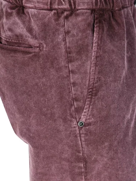 Cu centură pantaloni White Sand de catifea cord alb