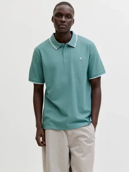 JACK & JONES Tričko JJEAUSTIN modrozelená biela