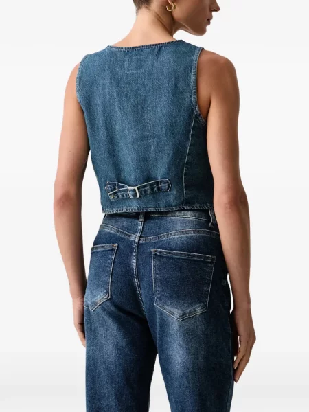 Gulerat vestă denim Levi's® cu decolteu în V de catifea cord albastru