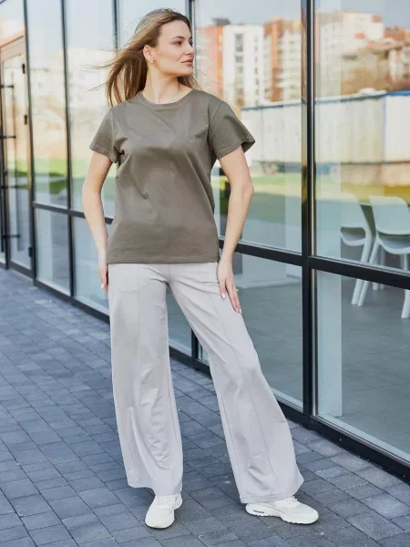 Штани палаццо Umon світло-сірий бавовна/еластан сірі