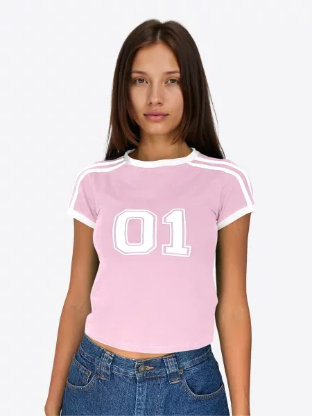 Imily Bela Tricou roz alb