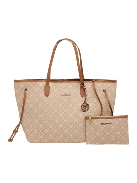 Shopperka Carlo Colucci elegancka beżowa