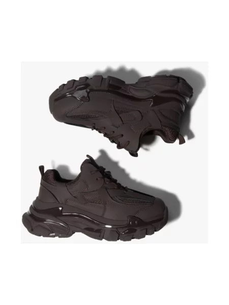 Sneakersy Estro na platformie skórzane brązowe