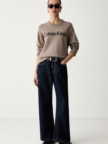 Calvin Klein Jeans Pulover deschis / negru maro