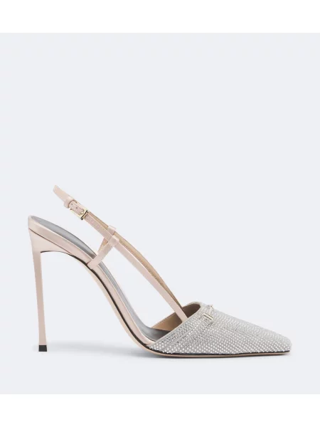 Pantofi cu toc Tom Ford din satin slingback bej