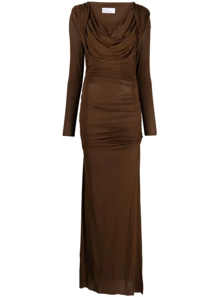 Rochie maxi Giuseppe Di Morabito drapată de costum maro