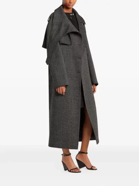 Długi kołnierzykowy płaszcz Courreges asymetryczny szary