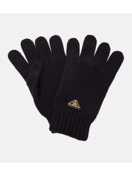 Volnene rokavice Prada črna