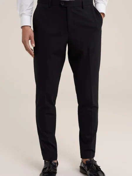 WE Fashion Pantaloni cu dungă negru