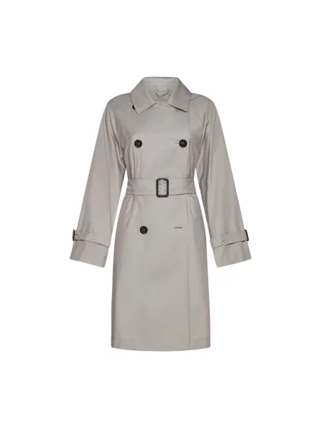 Lniany trencz Max Mara beżowy