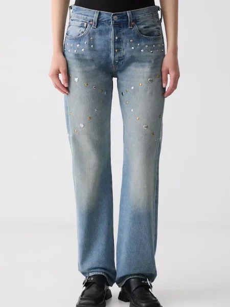 Levi's blugi straight pentru femei ROAD WORN x PRIDE albastru