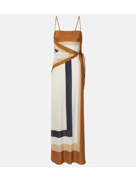 Rochie maxi Sir de mătase cu imagine de costum