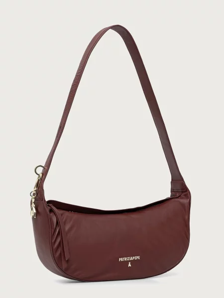 Patrizia Pepe crossbody torbica usnjena rjava