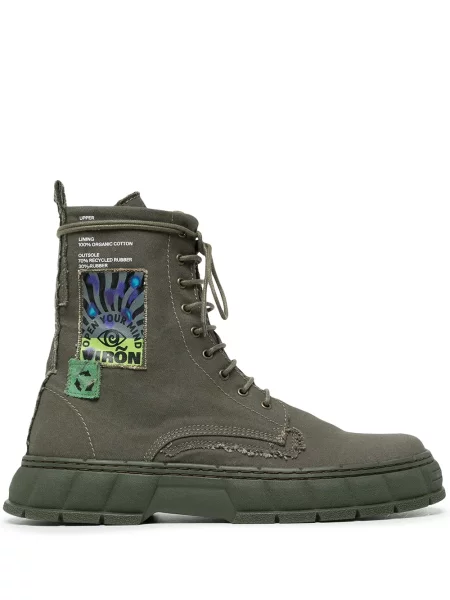 Botine Virón cu șireturi din dantelă verde