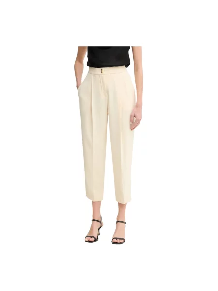 Elisabetta Franchi spodnie zielony fason cygaretki high waist żółte