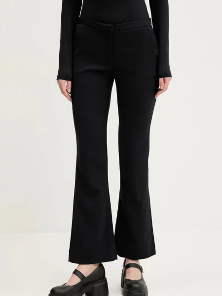 Abercrombie & Fitch pantaloni femei drept medium waist negru