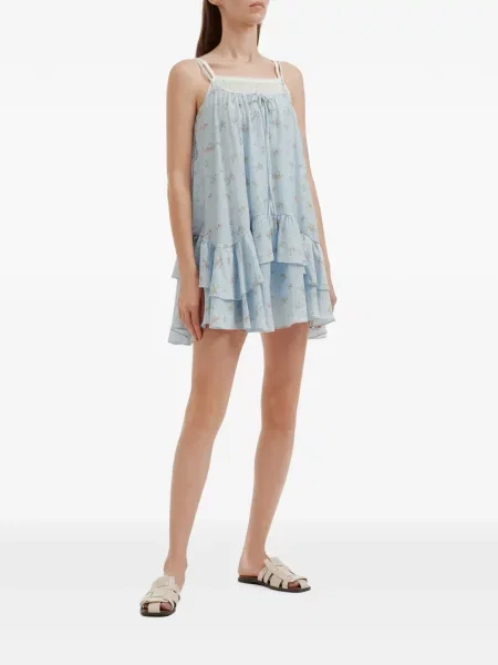 Rochie mini B+ab cu model floral cu imagine albastru