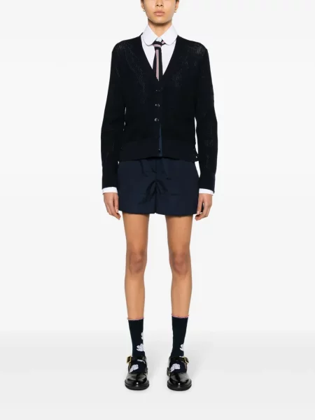 Cardigan Thom Browne de lână cu decolteu în V albastru