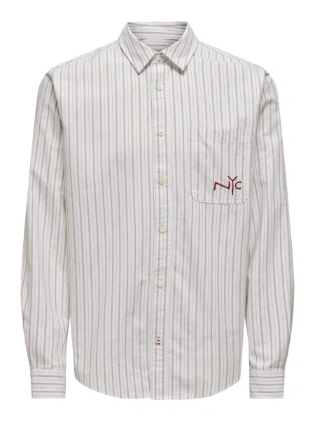 Only & Sons Cămașă ONSDRAKE maro cappuccino / roşu închis / natural alb