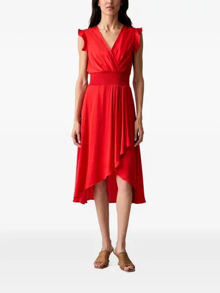 Rochie midi Morgan cu volane asimetrică roșu