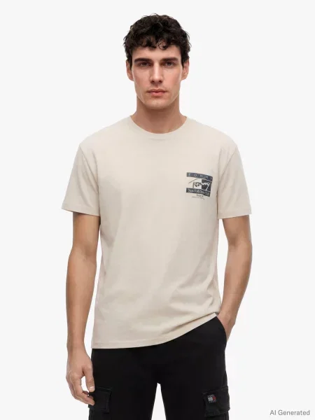 Koszulka Tommy Jeans z nadrukiem beżowa