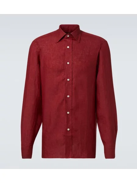 Lanena srajca Rubinacci rdeča
