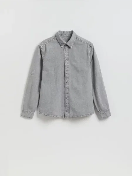 Reserved Джинсова сорочка regular fit світло-сірий сіра
