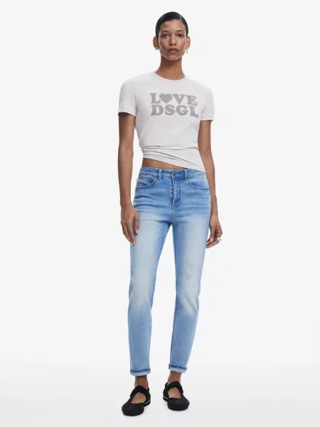 Desigual Marškinėliai Love Dsgl Regular Fit pilka