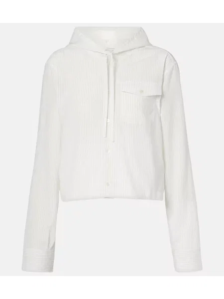 Top Jw Anderson w paski z kapturem o krotszym kroju biały