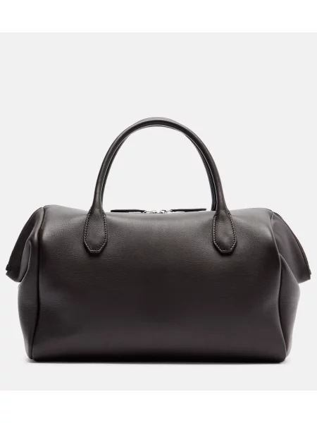 Geanta de piele The Row din piele maro